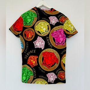 COPY - Versace Multicolored Medusa Print Cotton T-shirt and Silk Pants Set